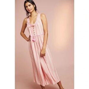EUC - Anthropologie Visayas Boho Relaxed Striped Wide Leg Jumpsuit - XS